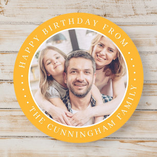 Klassieke Eenvoudige Familie Foto Verjaardagswens Ronde Sticker
