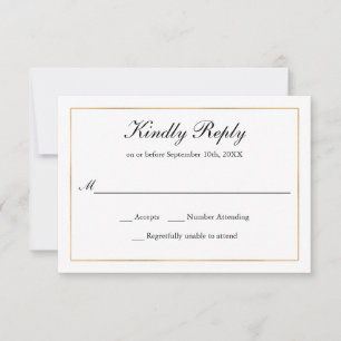 Klassieke Eenvoudige legance Gold Border RSVP