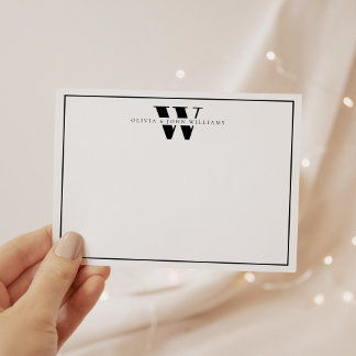 Klassieke Eenvoudige Monogram Koppel Stationery Notitiekaartje