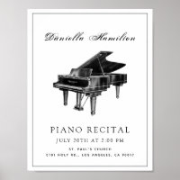 Klassieke Eenvoudige Piano Witte Recital Poster