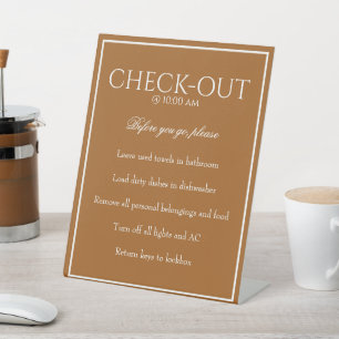 Klassieke eenvoudige sienna Guest Check Out Table  Reclamebord Met Voetstuk
