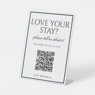 Klassieke eenvoudige Wit QR-code Review Teken Reclamebord Met Voetstuk