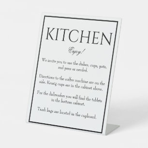 Klassieke Eenvoudige Witte Keuken Teller Teken Reclamebord Met Voetstuk
