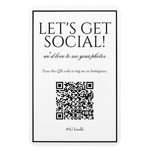 Klassieke eenvoudige witte QR-code Sociale media M Magneet (Verticaal)