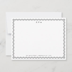 Klassieke eenvoudige zwarte 3-monogram golfgrens notitiekaartje