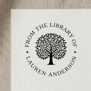 Klassieke eik uit de bibliotheek van het boekplaat zelfinktende stempel