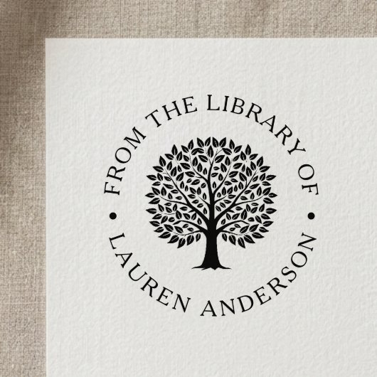 Klassieke eik uit de bibliotheek van het boekplaat zelfinktende stempel