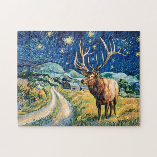 Klassieke Eland Sterrennacht Van Gogh Platteland Legpuzzel (Horizontaal)