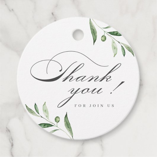 Klassieke Elegance Script Greenery Dank u Bedankjes Labels (Voorkant)