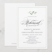 Klassieke Elegance Script Greenery repetitie diner Kaart (Voorkant / Achterkant)