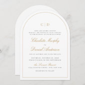 Klassieke Elegance Script Monogram Boog Huwelijk Kaart (Voorkant / Achterkant)