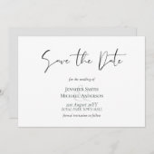 Klassieke Elegance White Script Save the Date Budg (Voorkant / Achterkant)