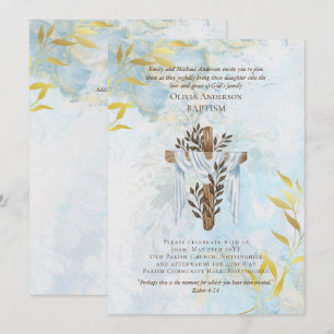 Klassieke Elegant BAPTISM nodigt Aqua Blue Gold ui