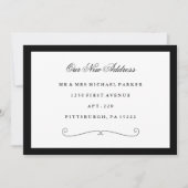 Klassieke Elegant Black en White Change of Address Aankondiging (Voorkant)