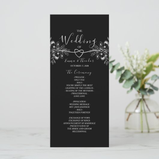 Klassieke Elegant Black en White Wedding Programma (Staand voorkant)