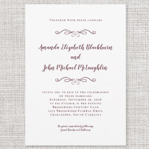 Klassieke Elegant Burgundy Timeless Formal Wedding Kaart