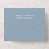 Klassieke Elegant Dusty Blue Typography Wedding All In One Uitnodiging (Achterkant)