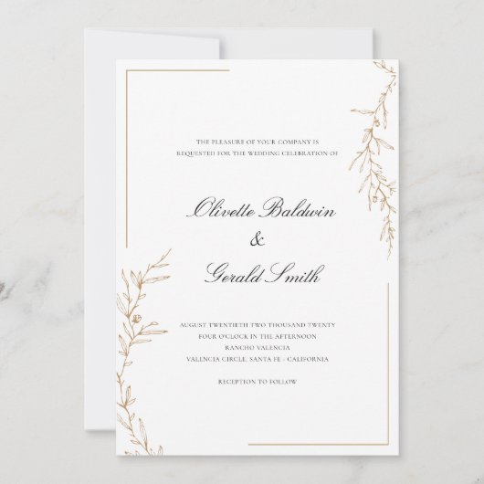 Klassieke Elegant Gold Flower Branch Wedding (Voorkant)