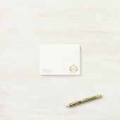 Klassieke Elegant Gold Monogram Floral Crown Crest Post-it® Notes (Op bureau)