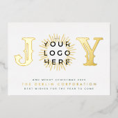 Klassieke Elegant kerstGOLD JOY Business LOGO Folie Feestdagenkaart (Voorkant)