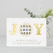 Klassieke Elegant kerstGOLD JOY Business LOGO Folie Feestdagenkaart (Staand Voorkant)