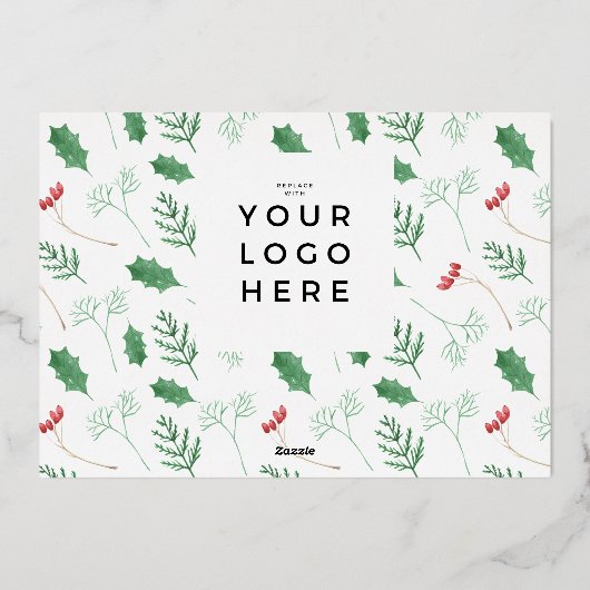 Klassieke Elegant kerstGOLD JOY Business LOGO Folie Feestdagenkaart (Achterkant)