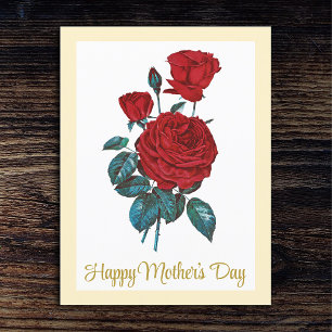 Klassieke Elegant  Red Roses Moederdag Briefkaart