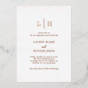 Klassieke Elegant Roos Gold Engagement Party Folie Uitnodiging