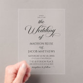 Klassieke Elegant Script Minimalistische bruiloft Acryl Uitnodigingen (Insitu (Draagbaar))
