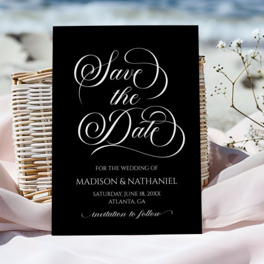 Klassieke Elegant Script Minimalistische bruiloft Save The Date