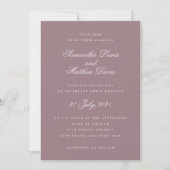Klassieke Elegant Script Paarse Mauve Weddenschap Kaart (Voorkant)