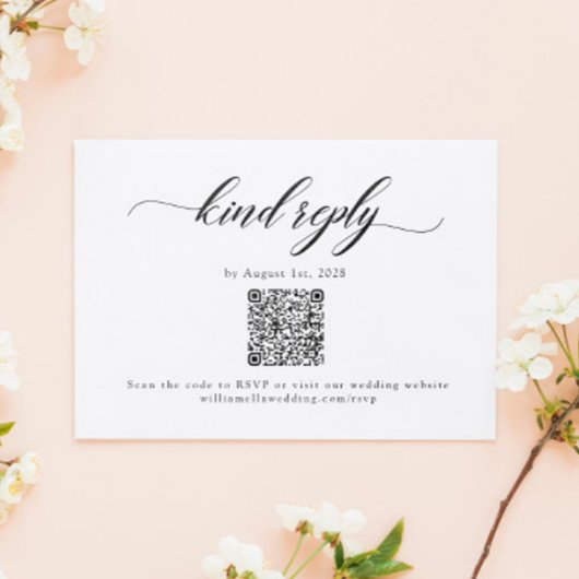 Klassieke Elegant Script Wedding QR Code RSVP Card