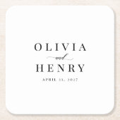 Klassieke Elegant Script Wedding Rehearsal Dinner Vierkante Kartonnen Onderzetter (Voorkant)
