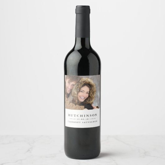 Klassieke Elegant Wedding Favor Foto Wine Labels Wijn Etiket (Voorkant)