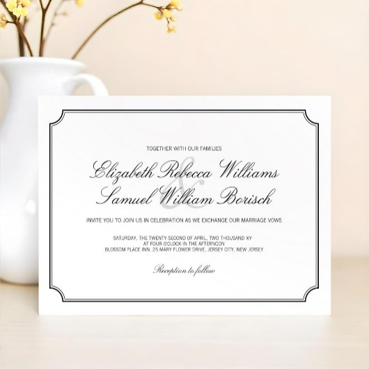 Klassieke Elegant White Simple Wedding Invite Kaart