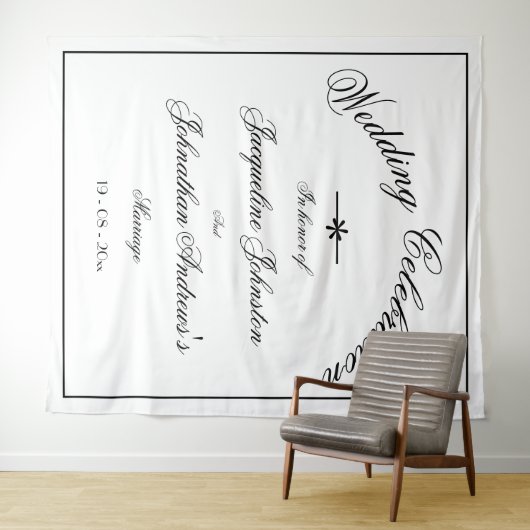 Klassieke Elegante Aangepaste Witte Trouw Achtergr Wandkleed (In Situ (horizontaal))