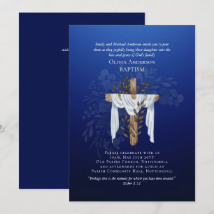 Klassieke elegante BAPTISM nodigt saffierblauw uit