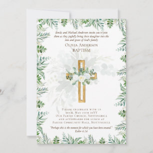Klassieke elegante BAPTISM nodigt witte rozen goud