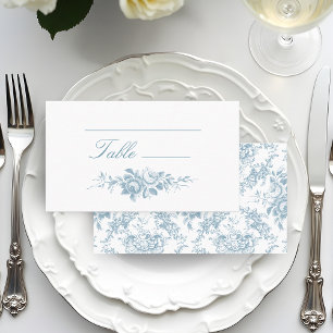 Klassieke Elegante Blauwe en Witte Bloemen Plaatskaartje