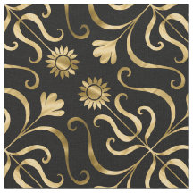 Klassieke Elegante Bloemendamask Zwart Goud Zonneb