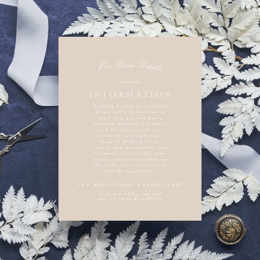 Klassieke Elegante Blush Roze Formele Bruiloft Informatiekaartje