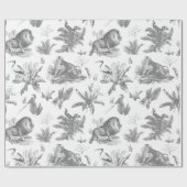 Klassieke Elegante Dieren in Wilderness Grijze Teg Cadeaupapier (Vlak)