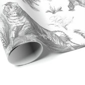 Klassieke Elegante Dieren in Wilderness Grijze Teg Cadeaupapier (Rol Hoek)