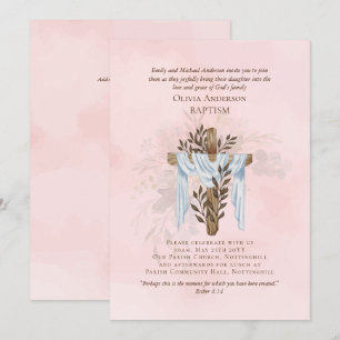 Klassieke Elegante DOOP Uitnodiging Blush Roze