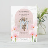 Klassieke Elegante DOOP Uitnodiging Roze Calla Lel (Staand voorkant)