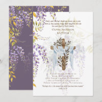 Klassieke Elegante DOOP Uitnodiging Wisteria Paars