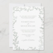 Klassieke elegante formale sage Green Leafy Weddin Kaart (Voorkant)