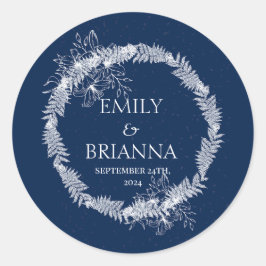 Klassieke Elegante Formele Marine Blauwe Naam Ronde Sticker