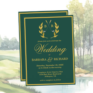 Klassieke Elegante Golf Thema Trouwdag met Details Kaart
