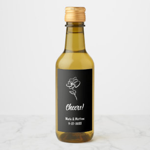 Klassieke & Elegante Gotische Zwarte Bloemen Schet Wijn Etiket